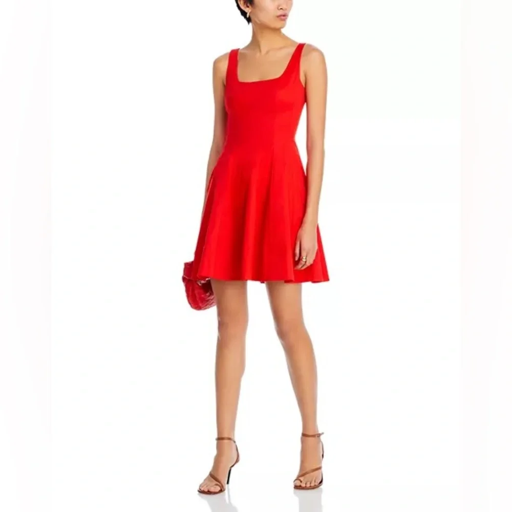 Staud Mini Wells Dress Red Rose 8 - Picture 5 of 7